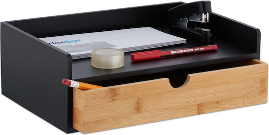 Office Organizer Support Drawer Mdf Bamboo Black Brown 11 X 32 X 22 Cm