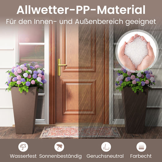 Costway Set 2 Pots Plastic Brown