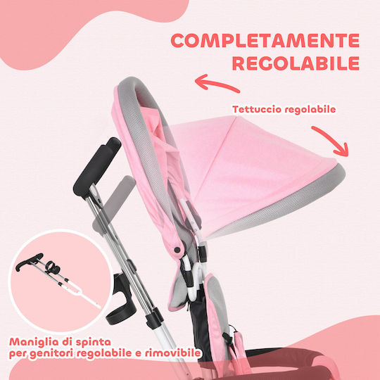 HomCom Convertible Kids Tricycle with Parental Handle 6 in 1 for 1-5 Years Pink