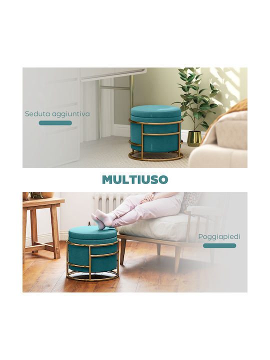 Stool For Living Room With Storage Space Upholstered with Velvet Green 42x42x39cm