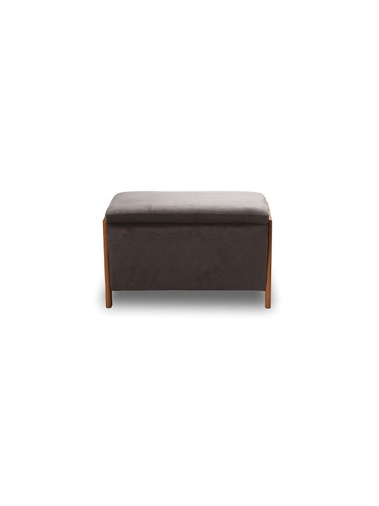 Stool For Living Room With Storage Space Upholstered with Velvet Dali Brown 75x42x44cm