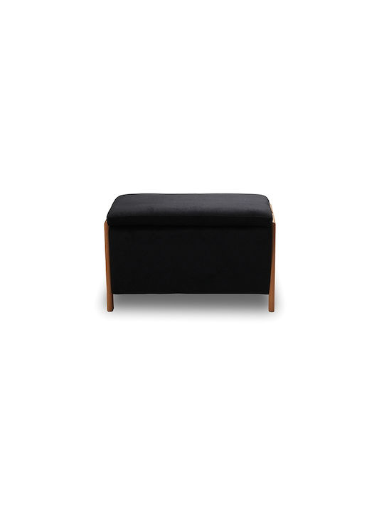 Stool For Living Room With Storage Space Upholstered with Velvet Dali Black 75x42x44cm