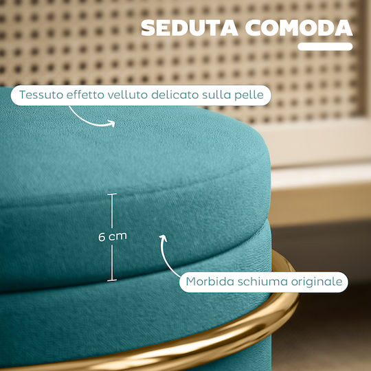 Stool For Living Room With Storage Space Upholstered with Velvet Green 42x42x39cm