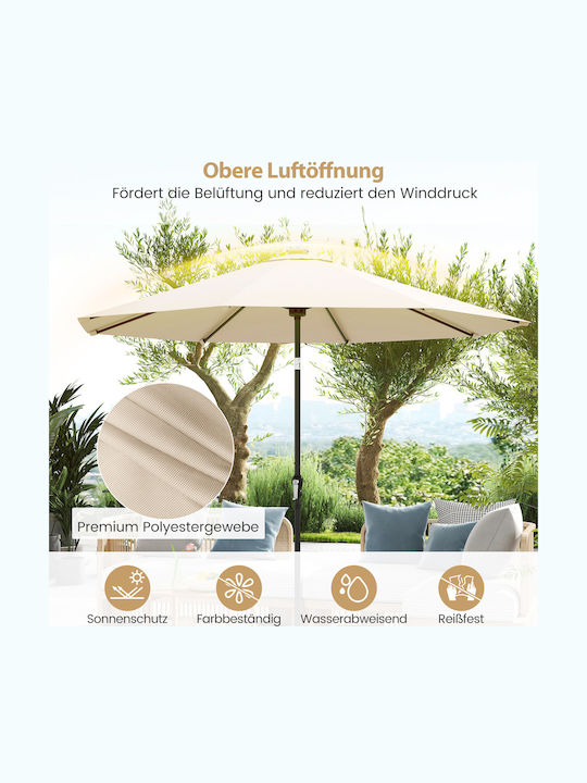 Garten & Terrassen Sonnenschirm Bodenständer Metall Beige mit LED-Beleuchtung 3x3m NP12388BE