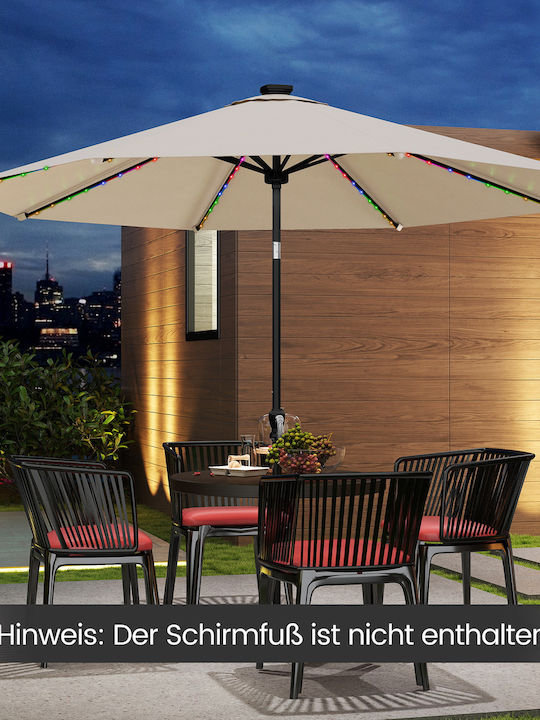 Garten & Terrassen Sonnenschirm Bodenständer Metall Beige mit LED-Beleuchtung 3x3m NP12388BE