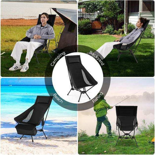 Costway Stuhl Strand Aluminium Schwarz 60x83x99cm.