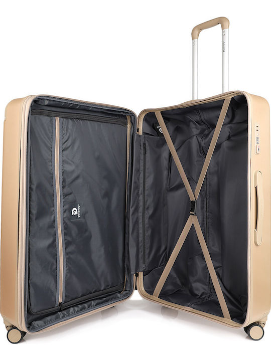 Discovery Large Travel Suitcase Hard Gold with 4 Wheels