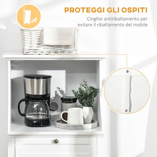 Lower Oven Cabinet with Countertop White 60x40x122.5cm