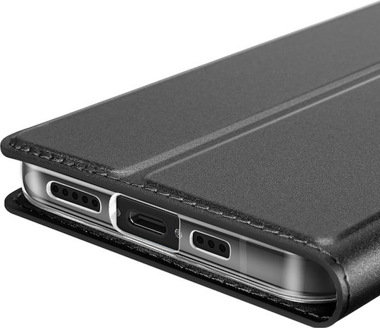 Dux Ducis Калъф iPhone SE 4 Сатенен Ефект Държач За Карти Поставка За Видео Черен