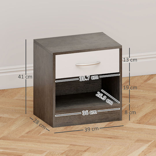 Κομοδίνο Ξύλινο Λευκό 39x28x41cm