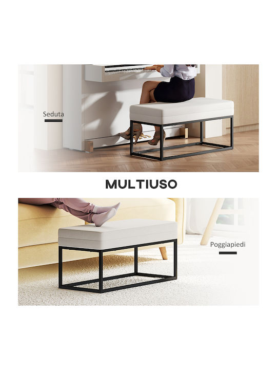Dining Room Metallic Bench Cream 94x42x44cm