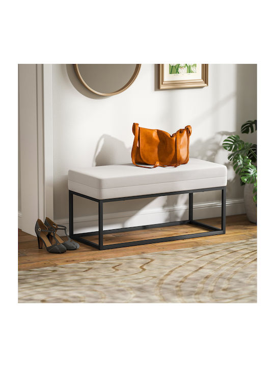 Dining Room Metallic Bench Cream 94x42x44cm