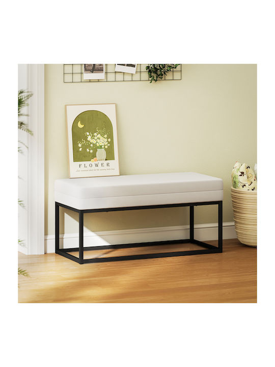 Dining Room Metallic Bench Cream 94x42x44cm