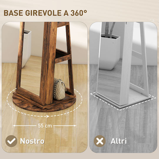 HomCom Oglindă De Podea Cu Cadru Din Lemn Maro 161x55cm