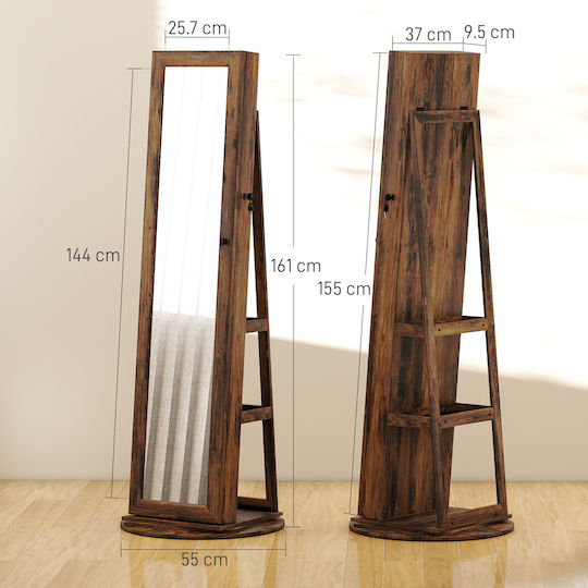 HomCom Oglindă De Podea Cu Cadru Din Lemn Maro 161x55cm