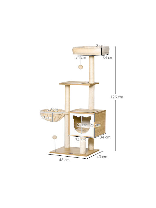 Pawhut Tree Scratching Post Beige 30x30x13cm