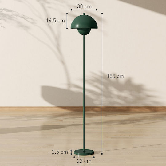 HomCom Floor Lamp H155xW30cm. with Socket for Bulb E27 Green