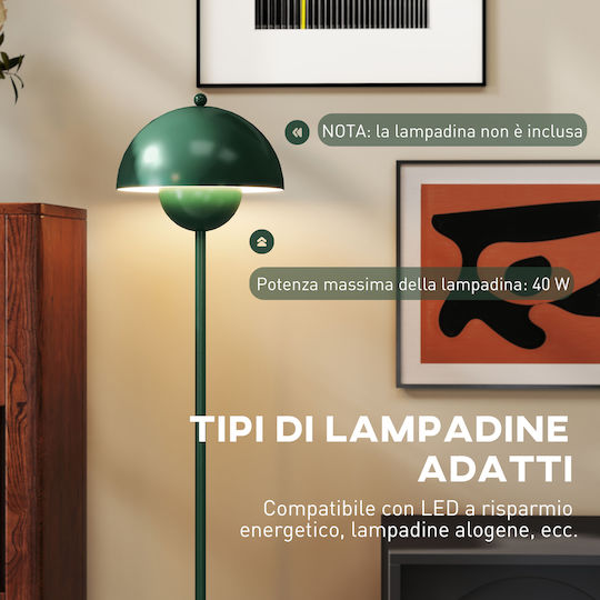 HomCom Floor Lamp H155xW30cm. with Socket for Bulb E27 Green