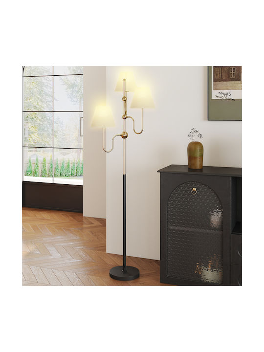 HomCom Floor Lamp H165cm. with Socket for Bulb E27 Gold