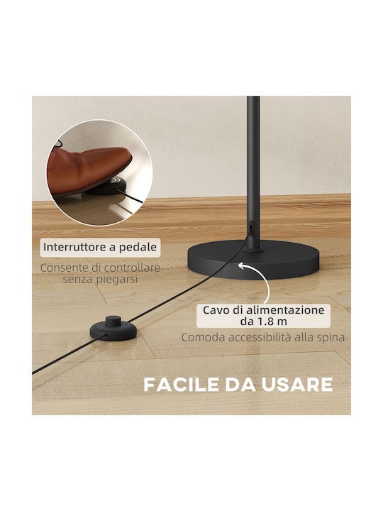 HomCom Floor Lamp H165cm. with Socket for Bulb E27 Gold