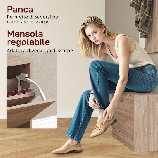 Entry Furniture with Mirror & Hanger Dark Brown 80x27x46.5cm