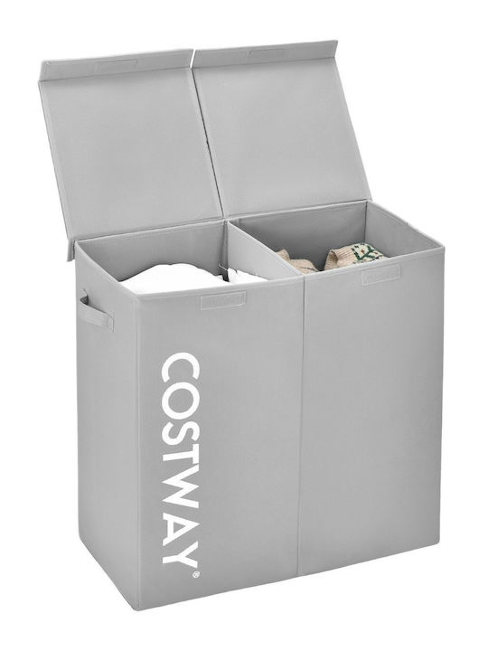 Costway Καλάθι Απλύτων Υφασμάτινο 115lt με Καπάκι 62x31x60cm Γκρι
