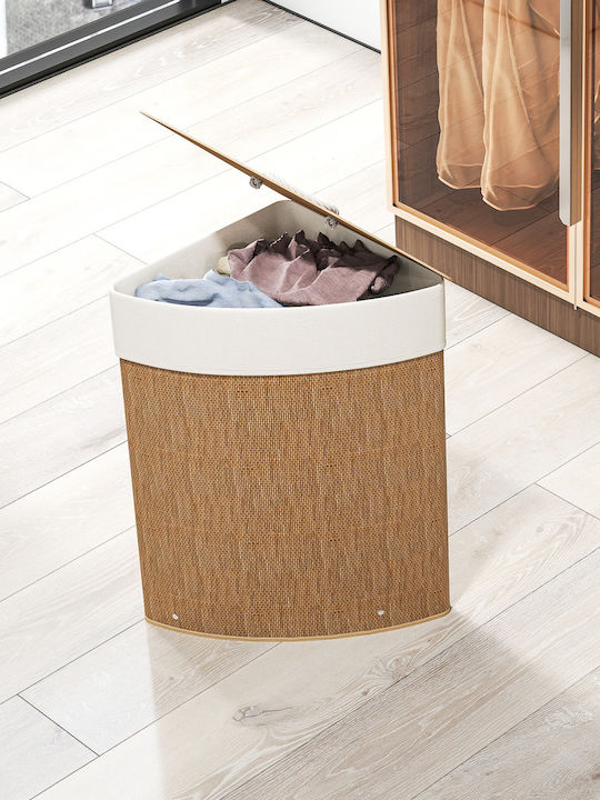 HomCom Καλάθι Απλύτων Bamboo με Καπάκι 35x35x60cm Καφέ