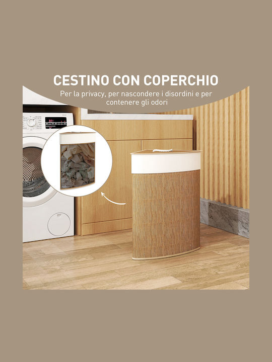 HomCom Καλάθι Απλύτων Bamboo με Καπάκι 35x35x60cm Καφέ
