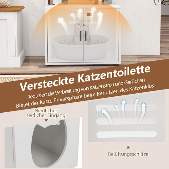 Costway White Wardrobe Shelves & Cat Litter Space 60 X 45.5 X 142 cm Pv10166wh