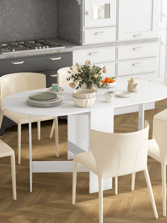 Tisch Küche Klappbar Holz White 163x80x75cm