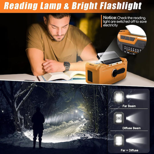 Lanternă Solară de Urgență pentru Camping cu Lanternă și Radio Portocalie