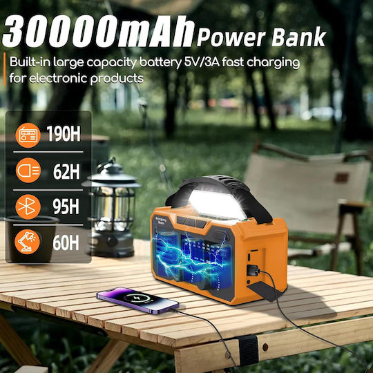 Lanternă Solară de Urgență pentru Camping cu Lanternă și Radio Portocalie