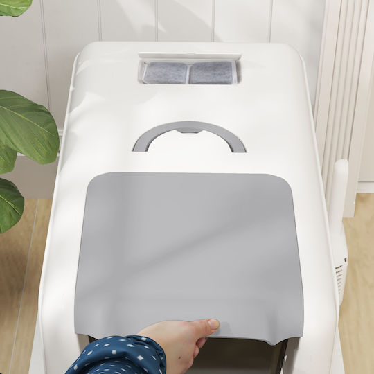 Pawhut Sand Cat Toilet Closed with Filter White L40.5 x W60.5 x H41.5cm