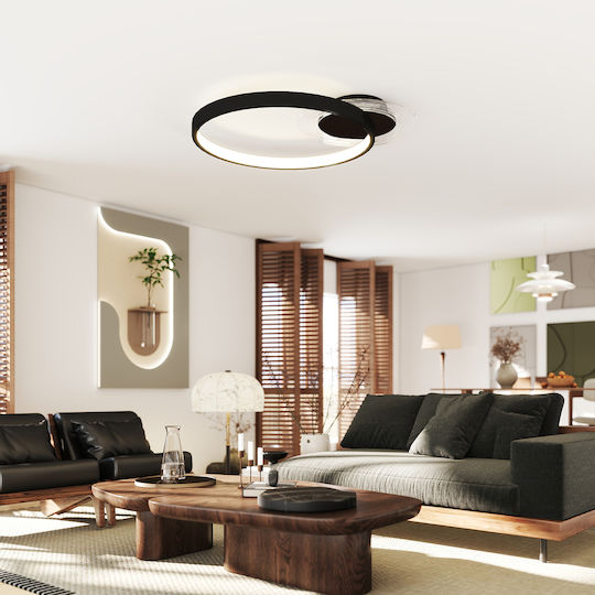 HomCom Ceiling Mount Light 60cm Black with Integrated LED