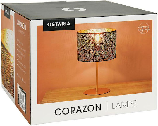 Ostaria Metal Table Lamp for Socket E27 with Black Shade and Gold Base