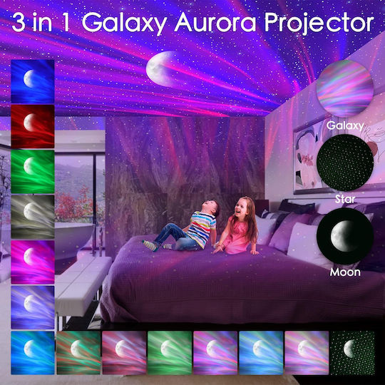 Led Παιδικό Φωτιστικό Projector Αφής Ibell με Προβολή Αστεριών Λευκό