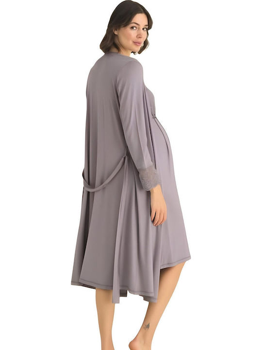 Monamise Robe Maternity & Nursing in Lilac color