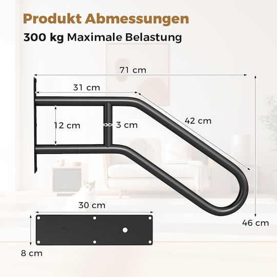 Costway Entry Handrail 1-3 Steps U-Shaped Wall Mounted Tj10029