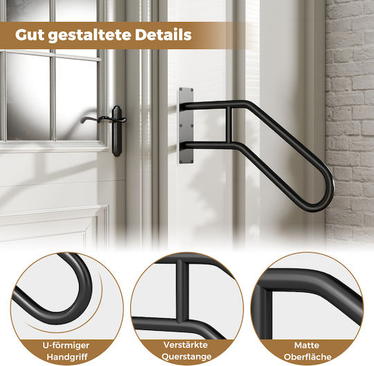 Costway Entry Handrail 1-3 Steps U-Shaped Wall Mounted Tj10029