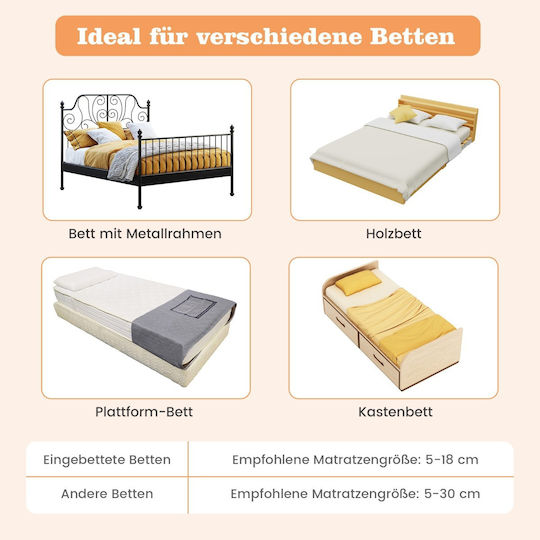 Costway Foldable Bed Rails Freestanding made of Fabric in Gray Color 120x39x42.5εκ. 1pcs