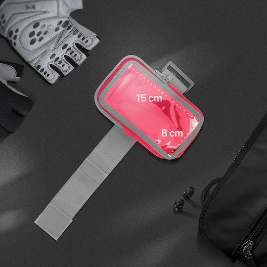 Sport Armband Smartphone Touch Arm Forearm Strap Zipper Pocket Pink