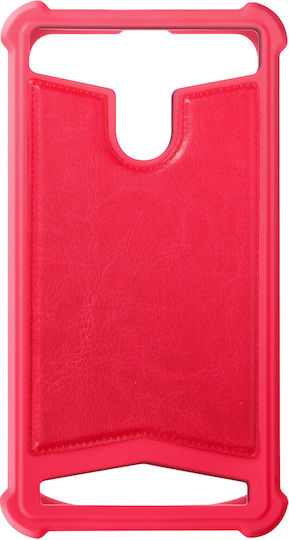 Universal Faux-leather Shock Absorbing Case 5.3" 5.5" Smartphones – Fuchsia