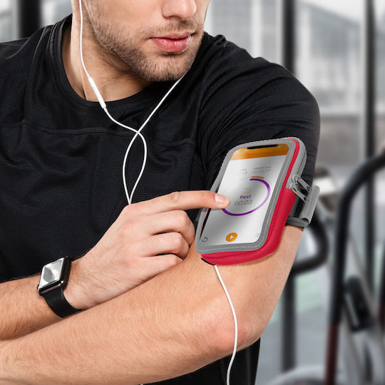 Sport Armband Smartphone Touch Arm Forearm Strap Zipper Pocket Pink
