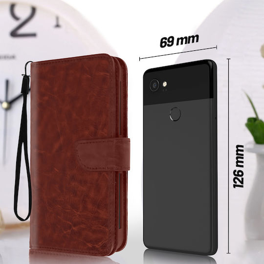 Universelle Smartphone Brieftasche Hülle Mit 6 Kartenfächern Größe M – Braune