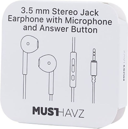 Grab 'n Go Wired Headphones 3.5mm Jack Built-in Microphone Remote Control White