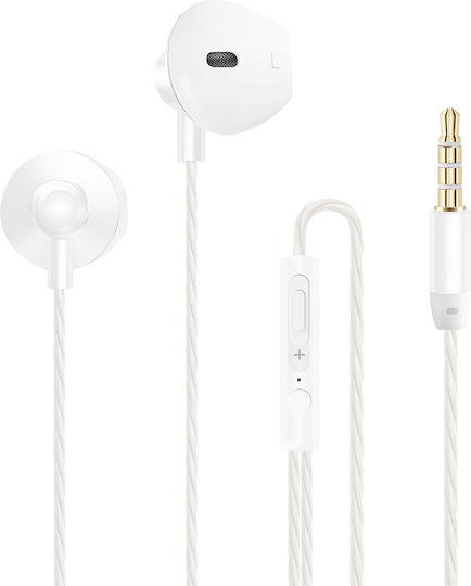 Akashi 3.5 Mm Wired Headphones Built-in Microphone White