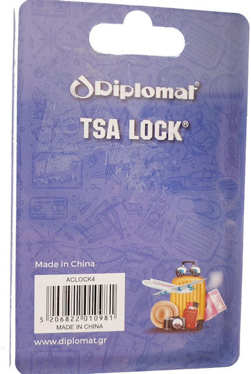 Diplomat Padlock Brass with Key with TSA Certification Blue 1pcs