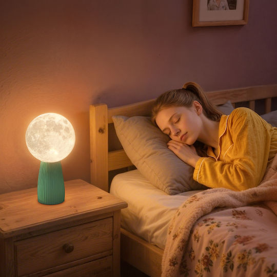 HomCom Διακοσμητικό Φωτιστικό LED Θερμό Λευκό Moon Light 15x15x28εκ.