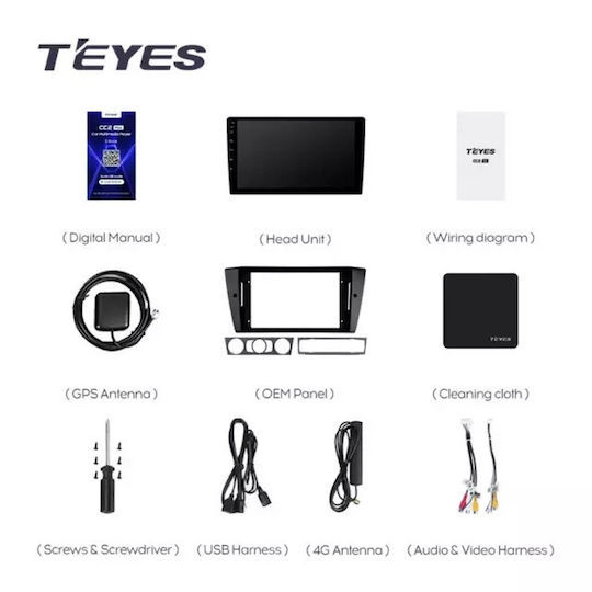 Teyes Sistem Audio Auto pentru BMW Serie 3 (E92) Skoda Rapid 2005-2013 (Bluetooth/USB/WiFi/GPS/Apple-Carplay/Android-Auto) cu Ecran Tactil 9.5"