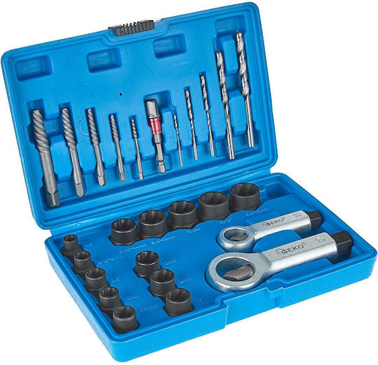 Schraubenausdreher-Set für abgebrochene Schrauben, Muttern, Stifte 26-teilig Geko G30036